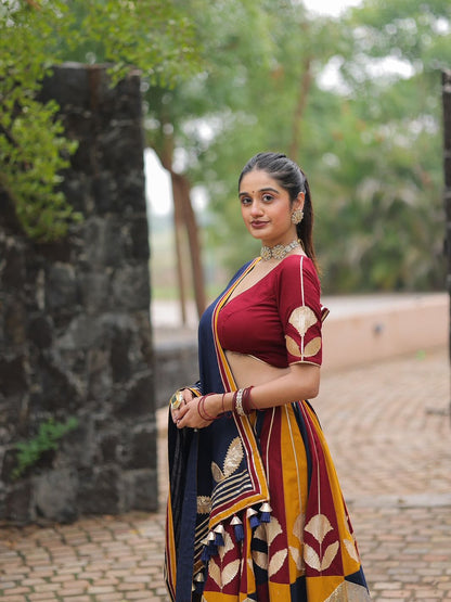 Black Multicolor Chaniya Choli with Embroidered Dupatta