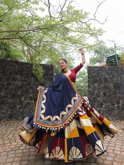 Black Multicolor Chaniya Choli with Embroidered Dupatta