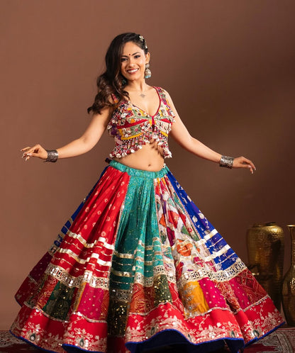 Vibrant Gamthi Symphony Multicolor Navratri Lehenga Choli