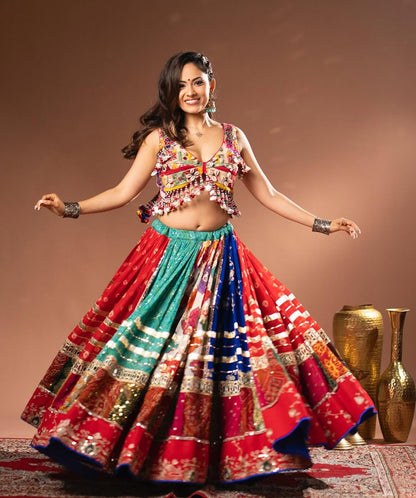 Vibrant Gamthi Symphony Multicolor Navratri Lehenga Choli