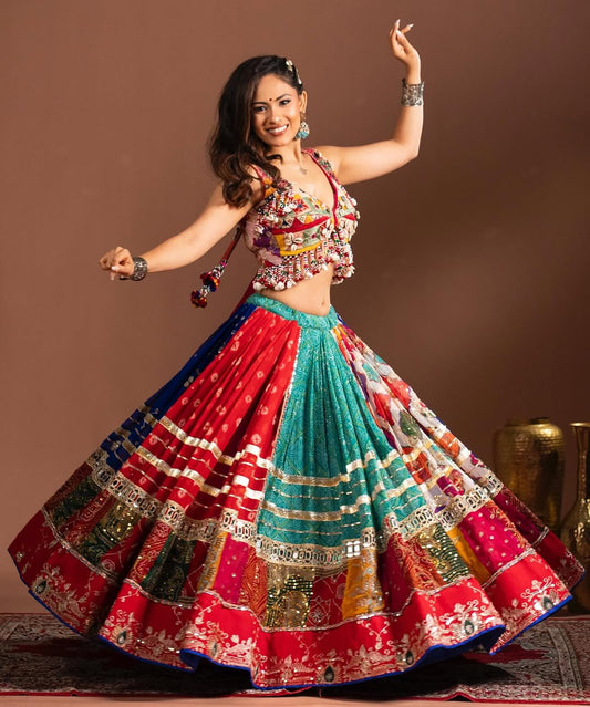 Vibrant Gamthi Symphony Multicolor Navratri Lehenga Choli