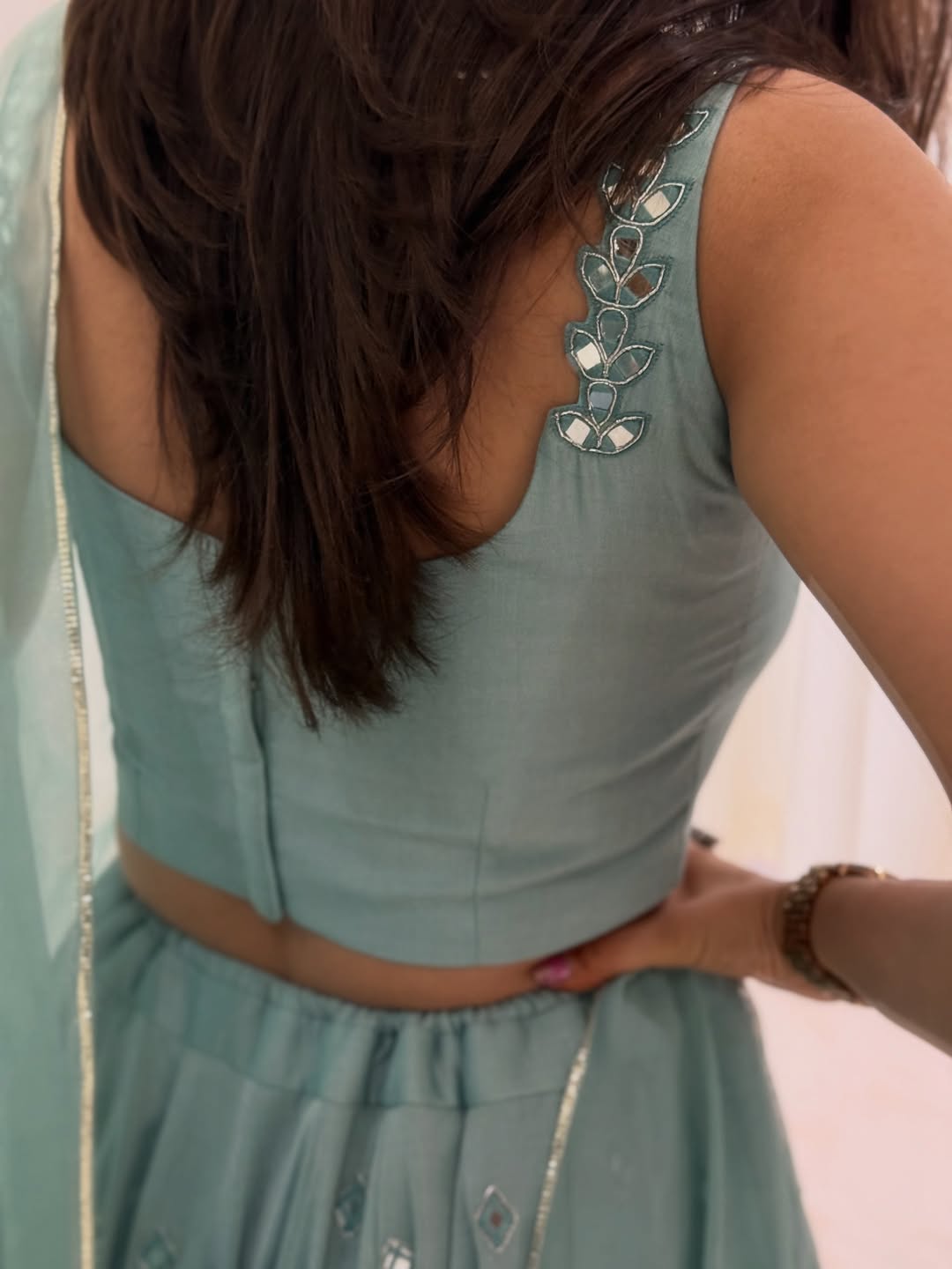 Aqua Blue Soft Shine Lehenga Set