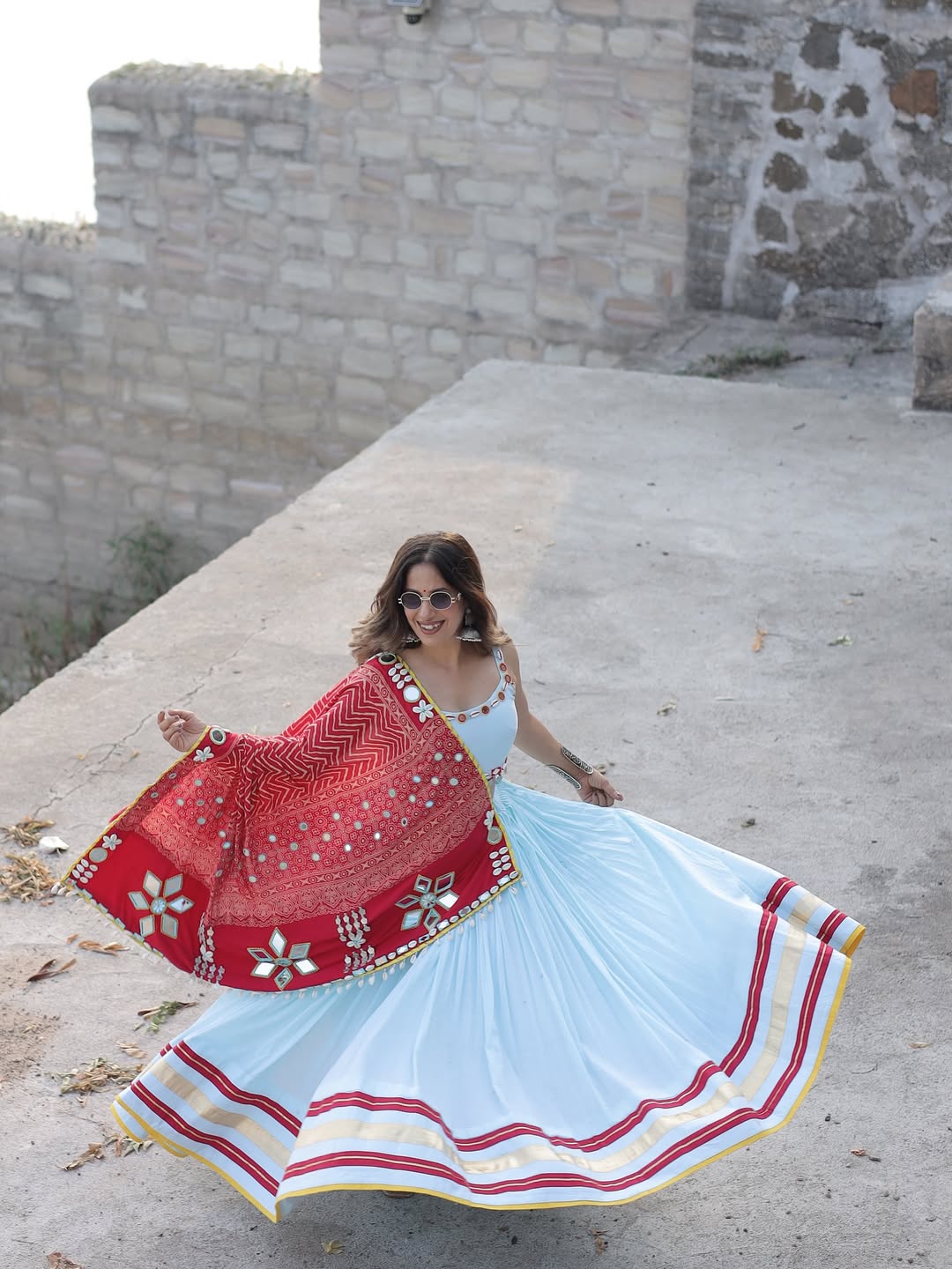Royal Mirror Work Navratri Lehenga Set