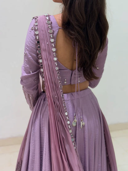 Lavender Embroidered Lehenga