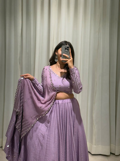 Lavender Embroidered Lehenga