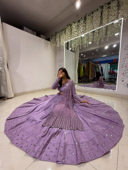Lavender Embroidered Lehenga