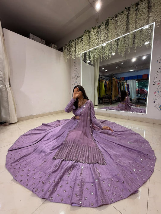 Lavender Embroidered Lehenga