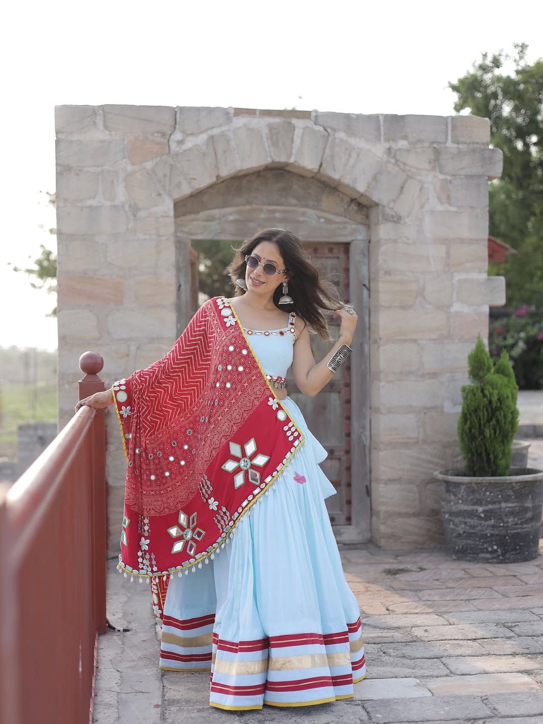Royal Mirror Work Navratri Lehenga Set