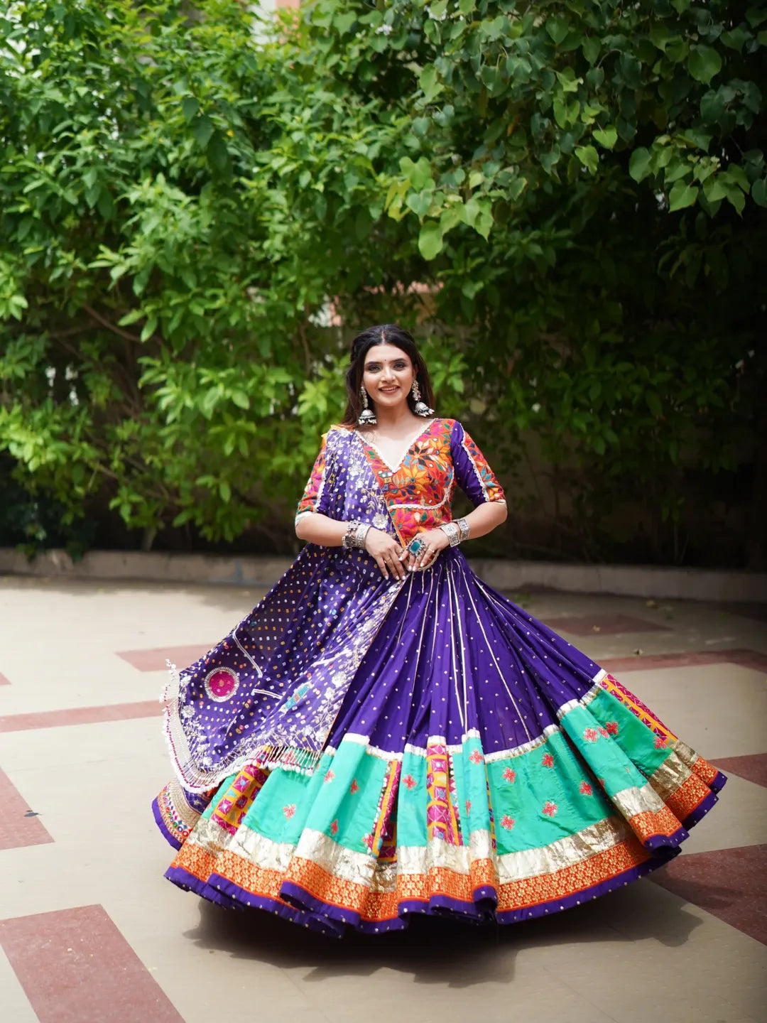 Morni Mor Twist – Royal Violet Garba Lehenga