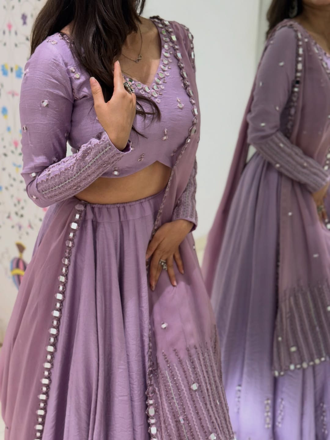 Lavender Embroidered Lehenga