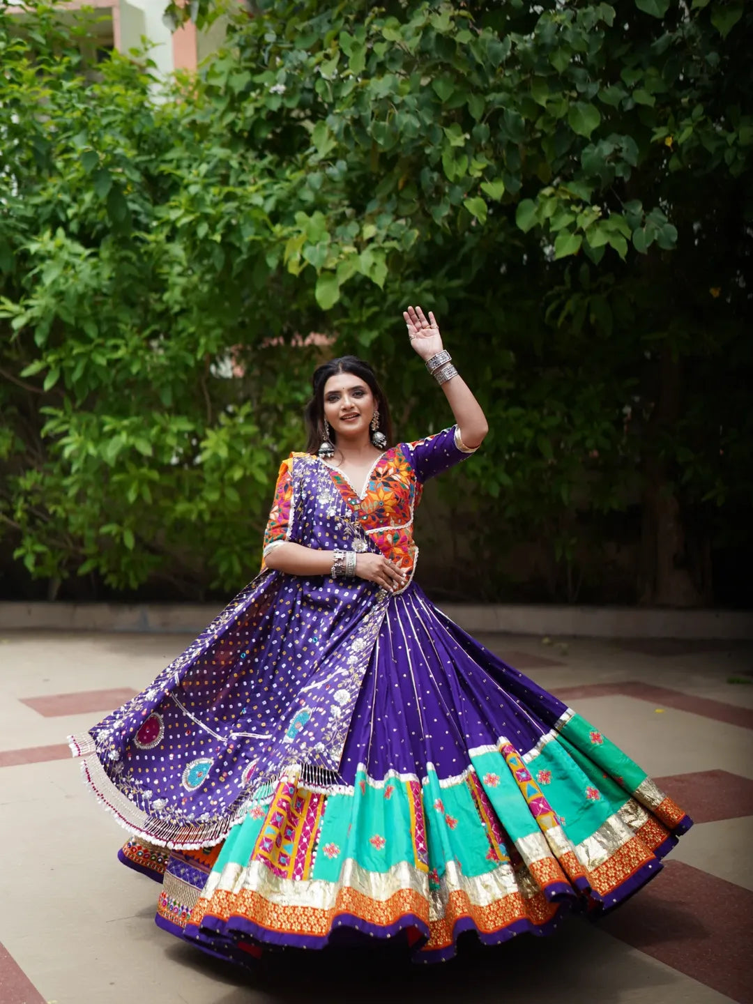 Morni Mor Twist – Royal Violet Garba Lehenga