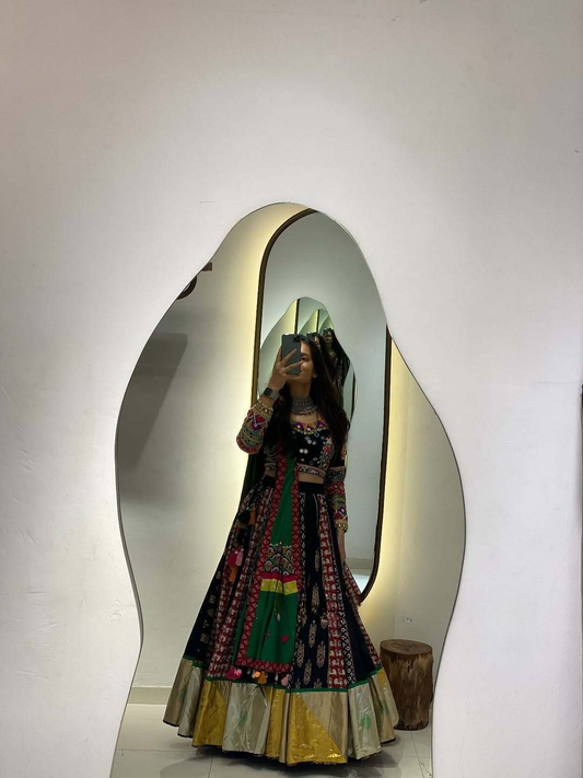 “Royal Raas: Multicolor Mirror Work Navratri Lehenga Set”