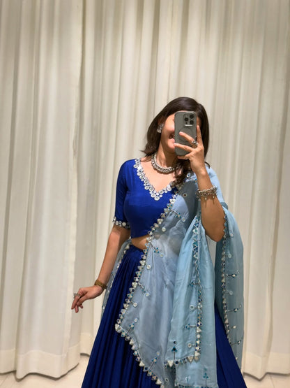 Royal Tranding Blue Embroidered Lehenga