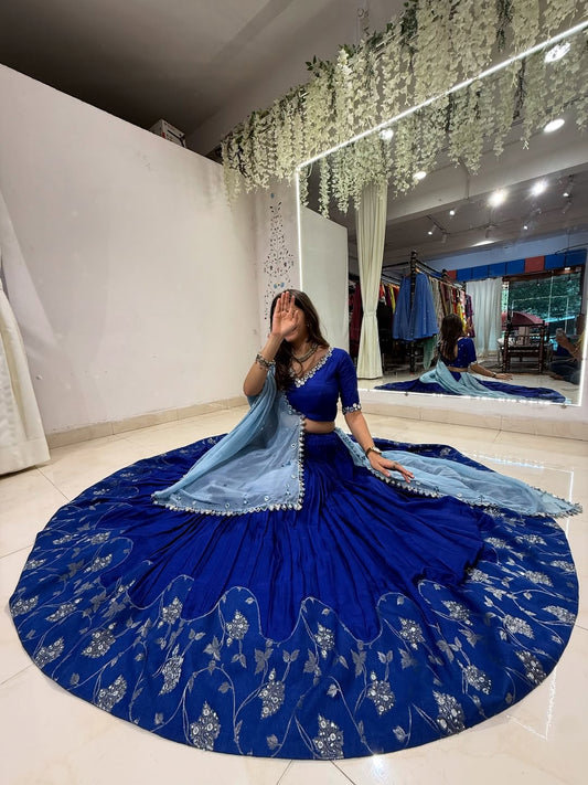 Royal Tranding Blue Embroidered Lehenga