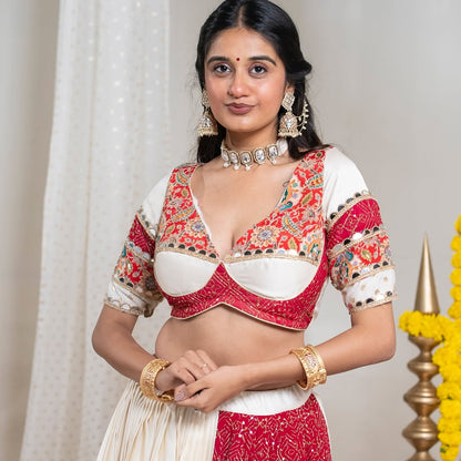 Red & White Traditional Navratri Chaniya choli