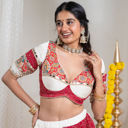 Red & White Traditional Navratri Chaniya choli