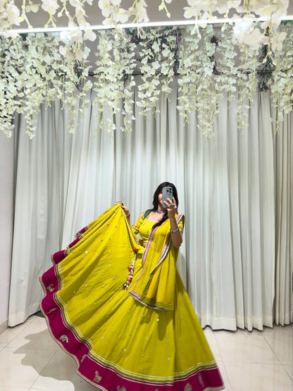 Mehendi Yellow Designer Lehenga