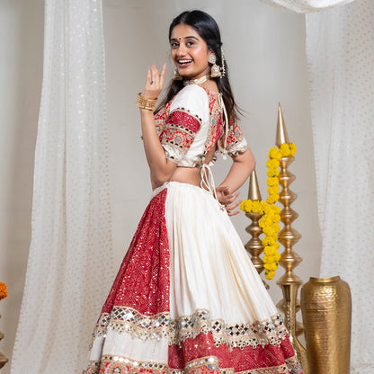Red & White Traditional Navratri Chaniya choli