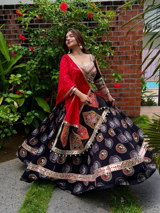 Black & Red Navratri Special Lehenga