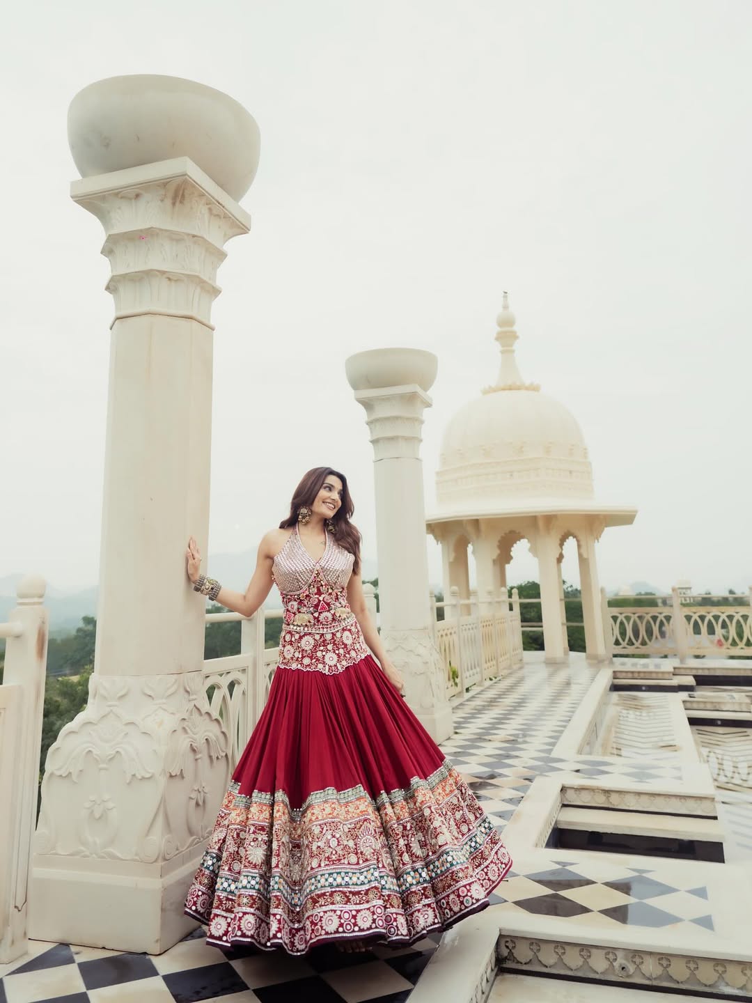 Mehrunisa Royal Maroon Embroidered Lehenga