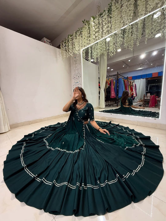 Green Embroidered Lehenga