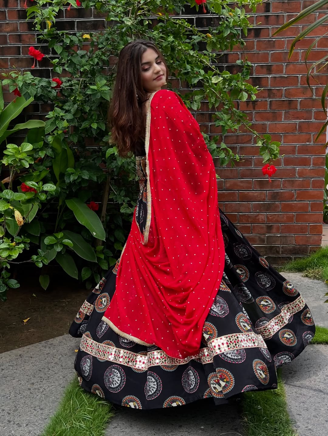 Black & Red Navratri Special Lehenga