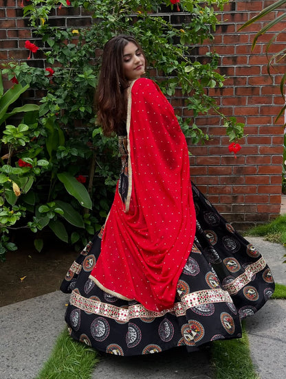 Black & Red Navratri Special Lehenga