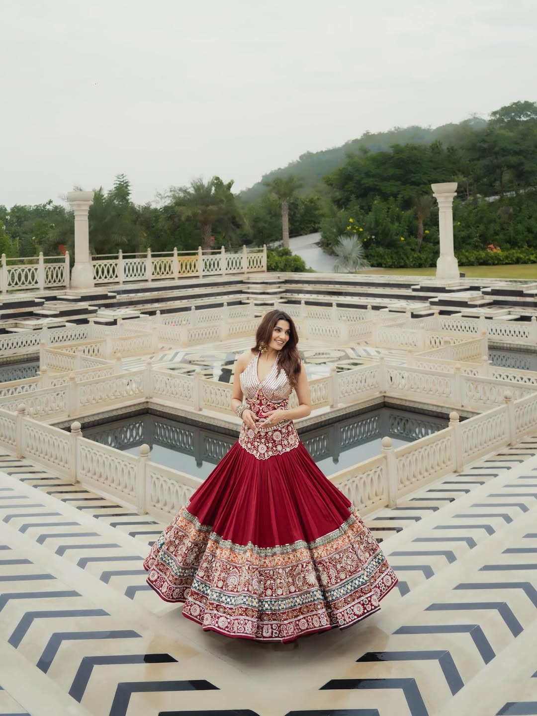 Mehrunisa Royal Maroon Embroidered Lehenga