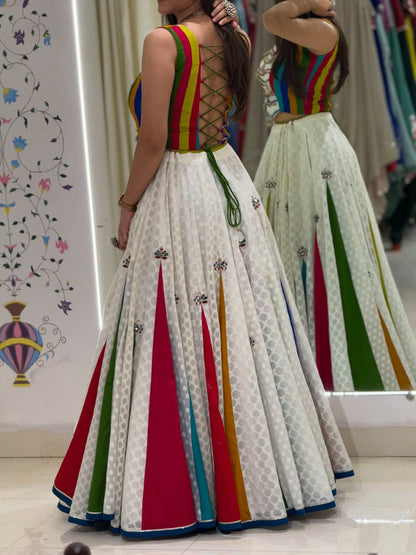 Multi-Colour Embroidered Lehenga