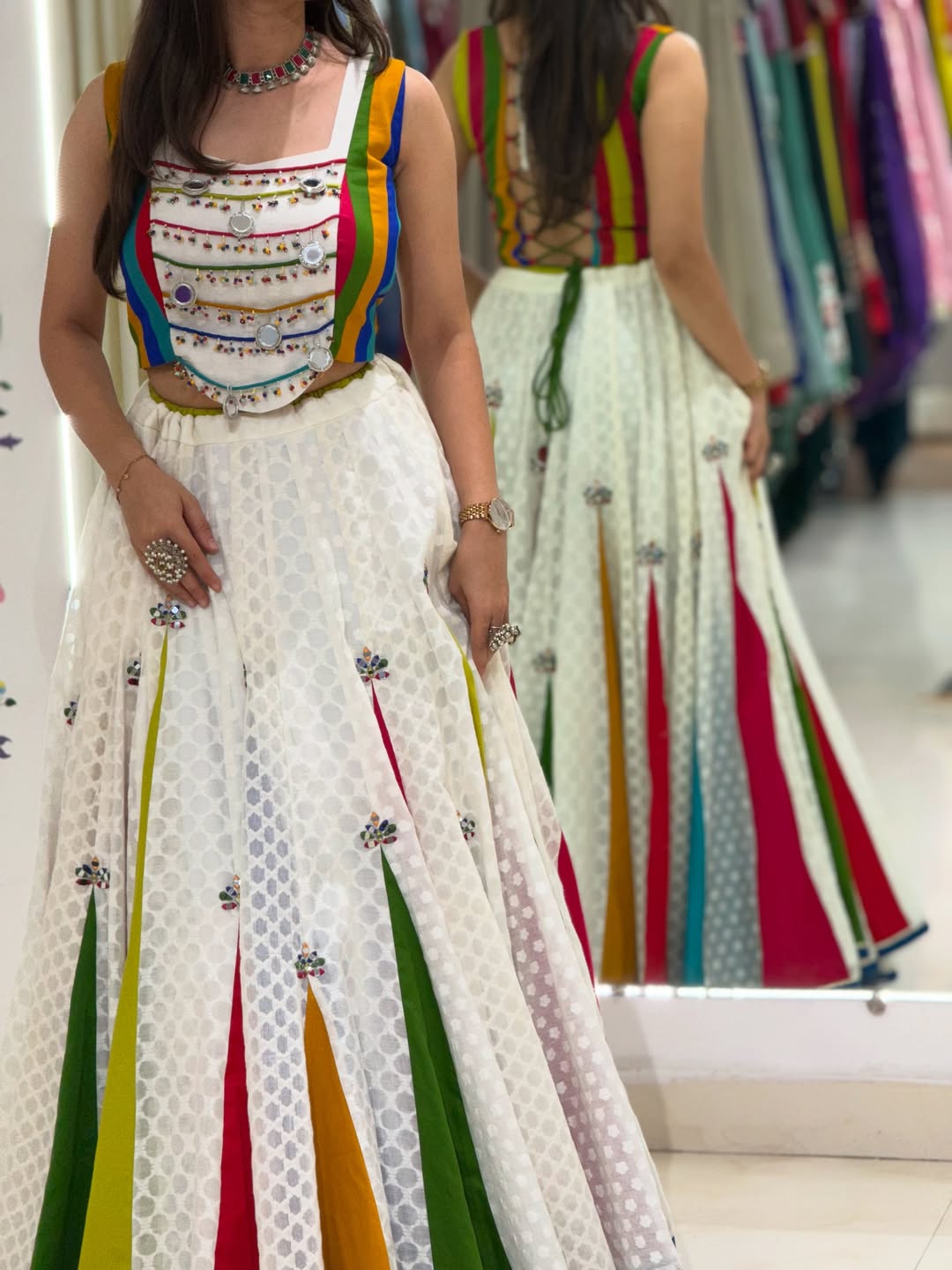 Multi-Colour Embroidered Lehenga