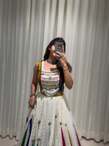 Multi-Colour Embroidered Lehenga