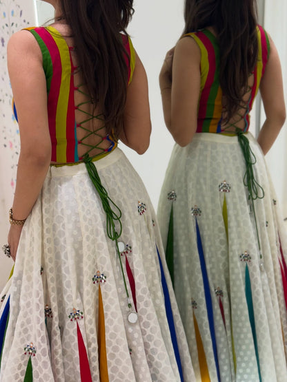 Multi-Colour Embroidered Lehenga