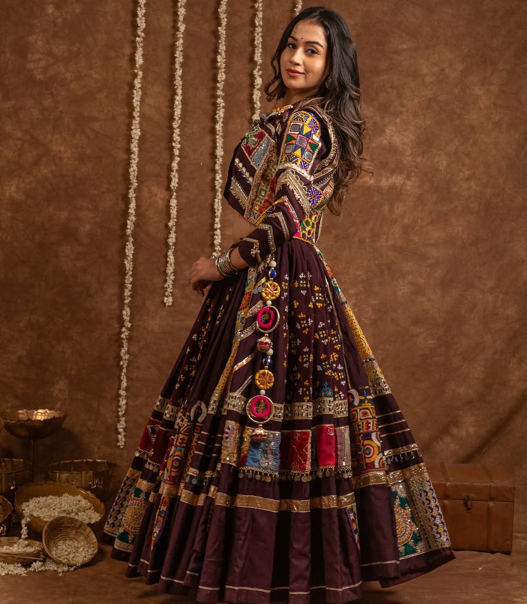 Regal Mirror Work Lehenga with Designer Embroidered Jacket Set