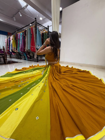 Mehfil-e-Rang  Mustard & Green Lehenga