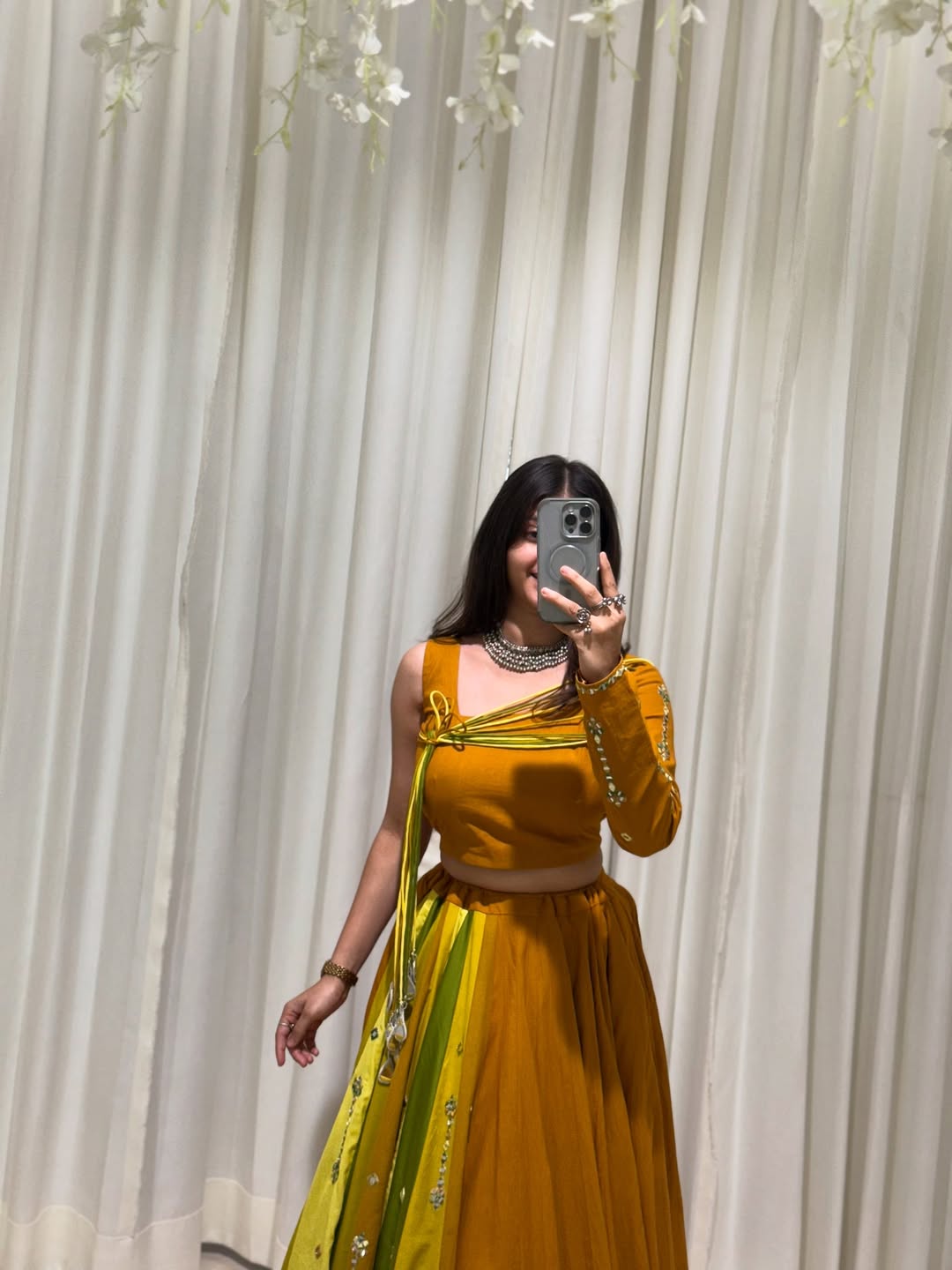 Mehfil-e-Rang  Mustard & Green Lehenga