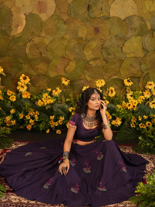Kaavya Kala Royal Purple Navratri Lehenga Set