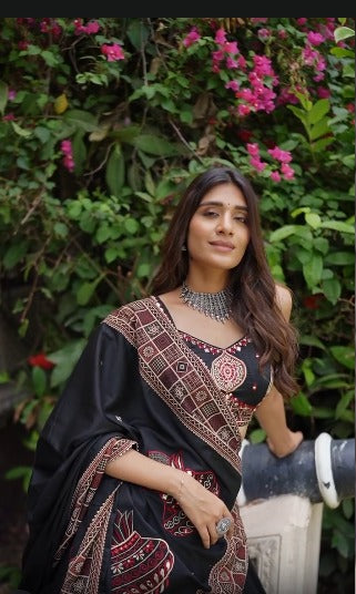 Saanjh Sutra Black Lehenga with Vintage Motifs