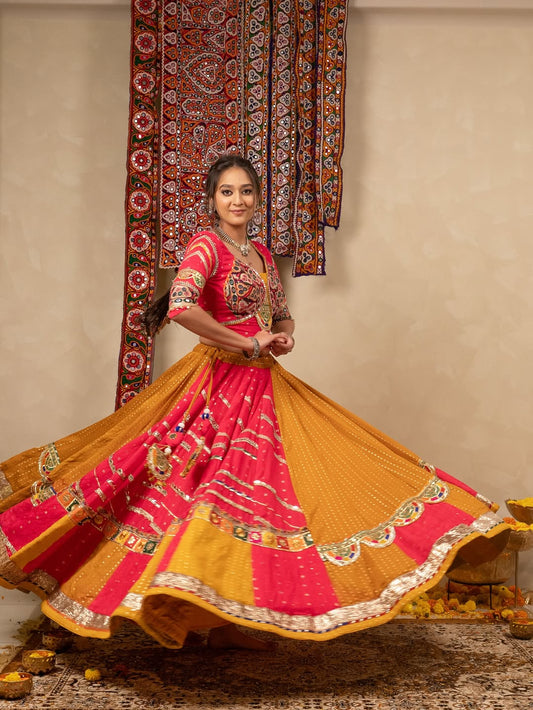 🌸 Traditional Muslin Cotton Mirror Work Lehenga Choli Set 🌸