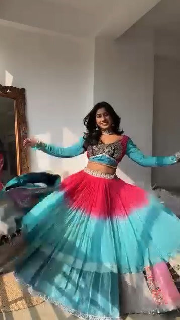 Blue-Pink Ombre Lehenga
