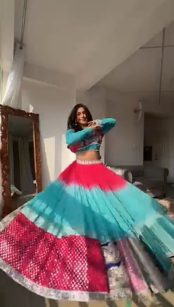 Blue-Pink Ombre Lehenga