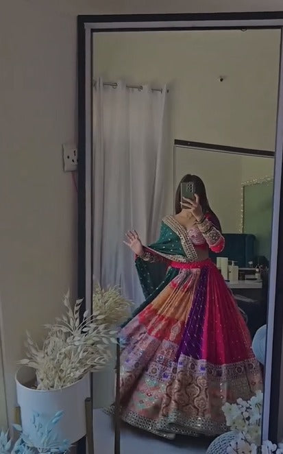 Green Patchwork Lehenga