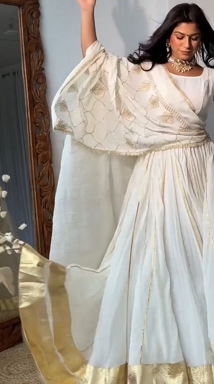 White & Gold Lehenga