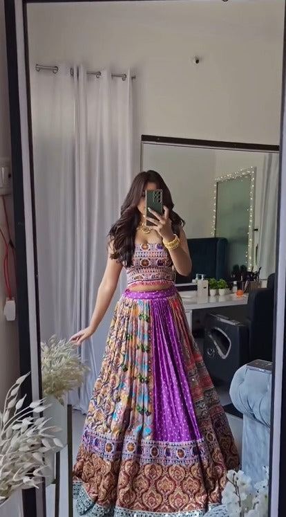Purple Printed Lehenga