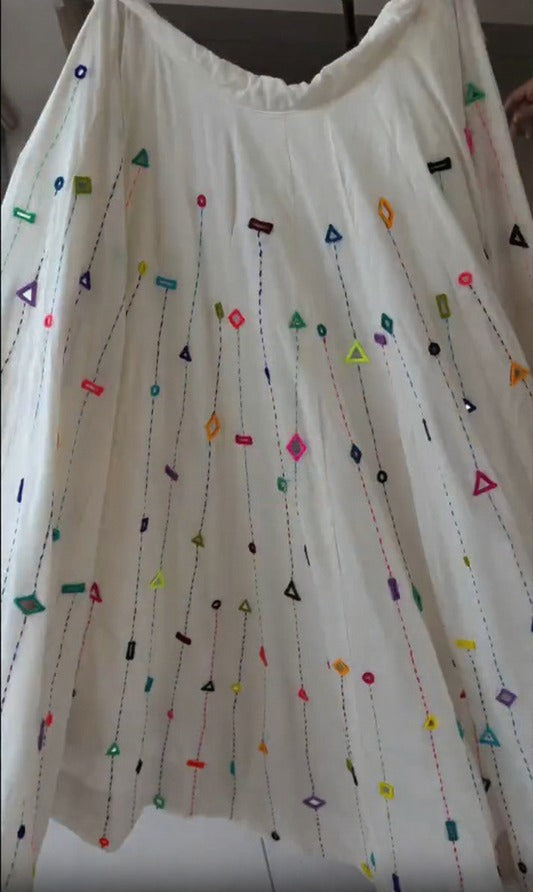 White Mirror Embroidered Choli with Multicolor Threadwork |