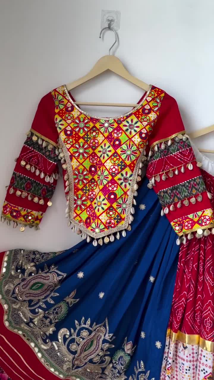 Desi Dazzle Diaries: Traditional Kutchi Work Mirror Lehenga for Garba Nights
