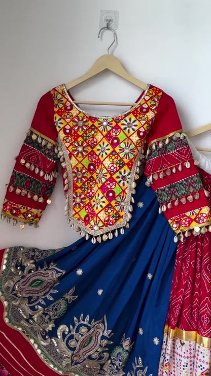 Desi Dazzle Diaries: Traditional Kutchi Work Mirror Lehenga for Garba Nights