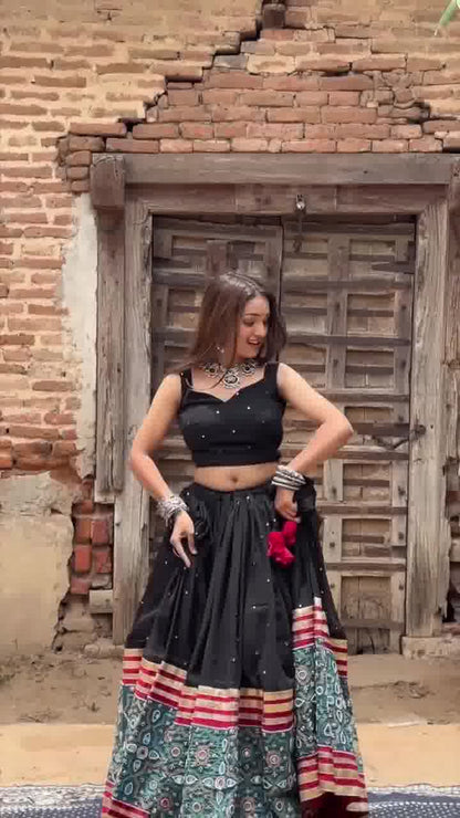 Rustic Charm Black Tribal Fusion Lehenga