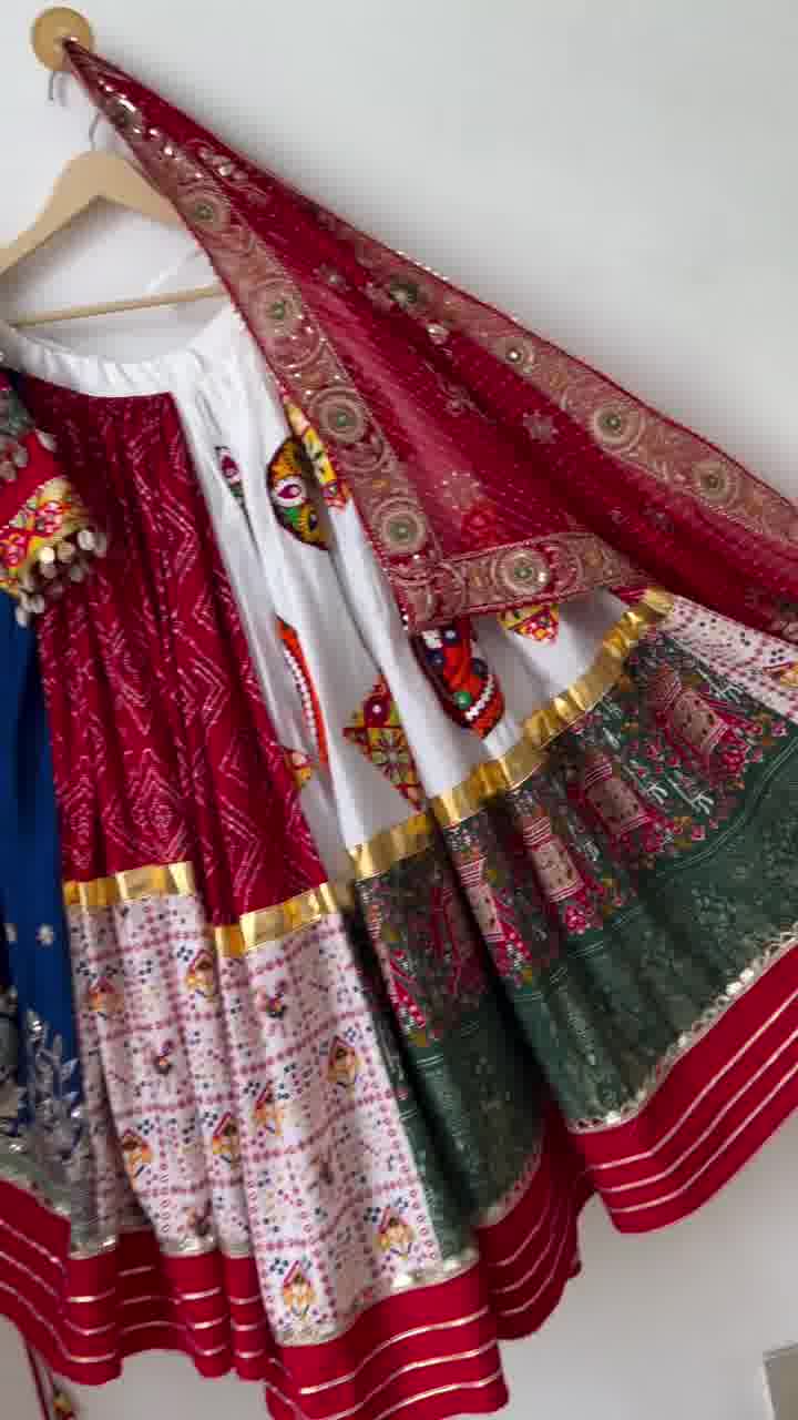 Desi Dazzle Diaries: Traditional Kutchi Work Mirror Lehenga for Garba Nights