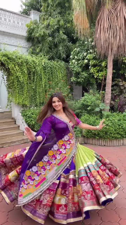 Vibrant MultiColor Patchwork Lehenga Choli set with Floral Embroidery Elegance