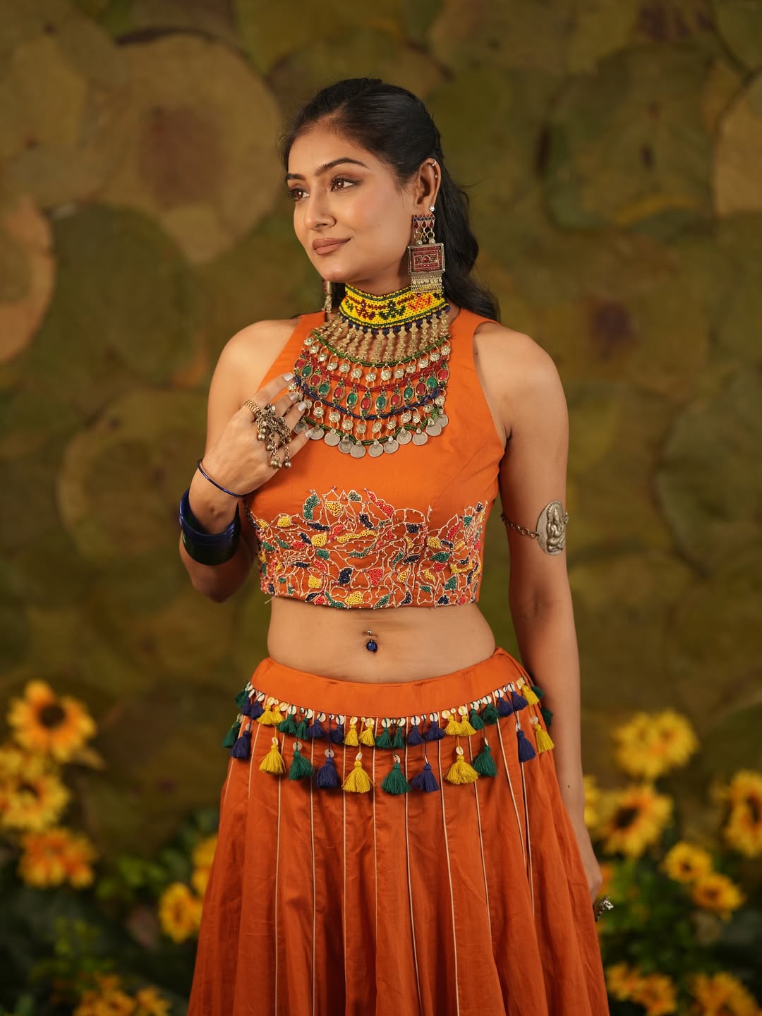 KesarKriti Rustic Orange Cotton Choli Set